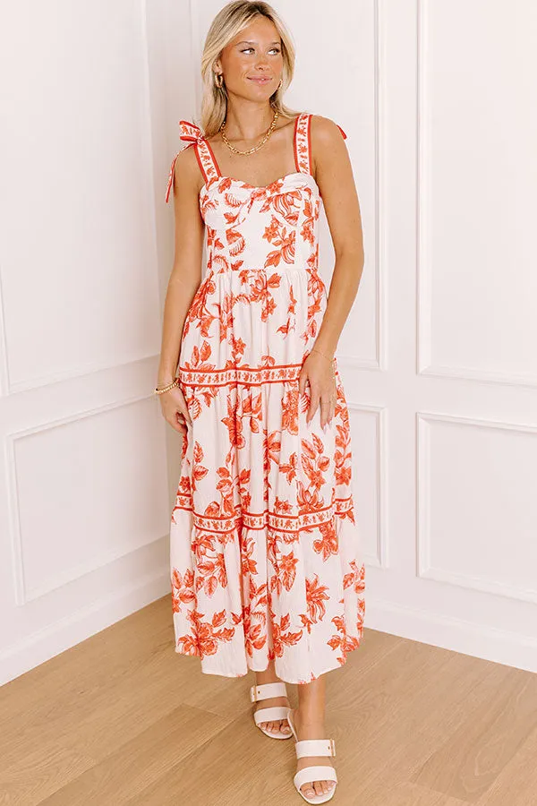 Venetian Dreams Floral Midi Dress in Tangerine sold by Impressions product image thumbnail 4