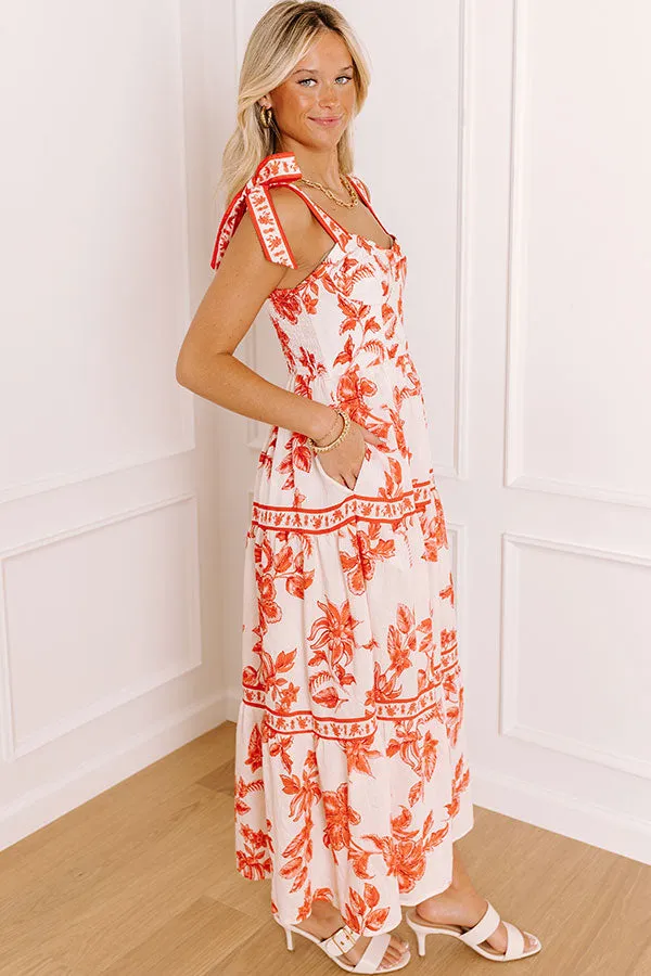 Venetian Dreams Floral Midi Dress in Tangerine sold by Impressions product image thumbnail 5