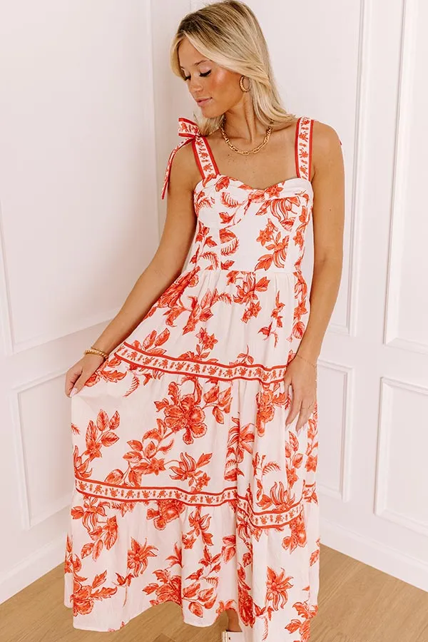 Venetian Dreams Floral Midi Dress in Tangerine sold by Impressions product image thumbnail 2