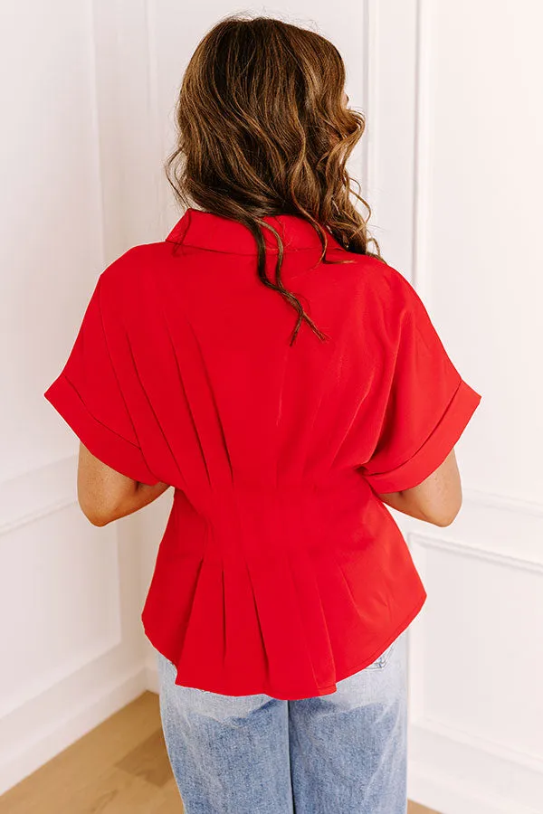 City Socialite Pleated Top In Red sold by Impressions product image thumbnail 5