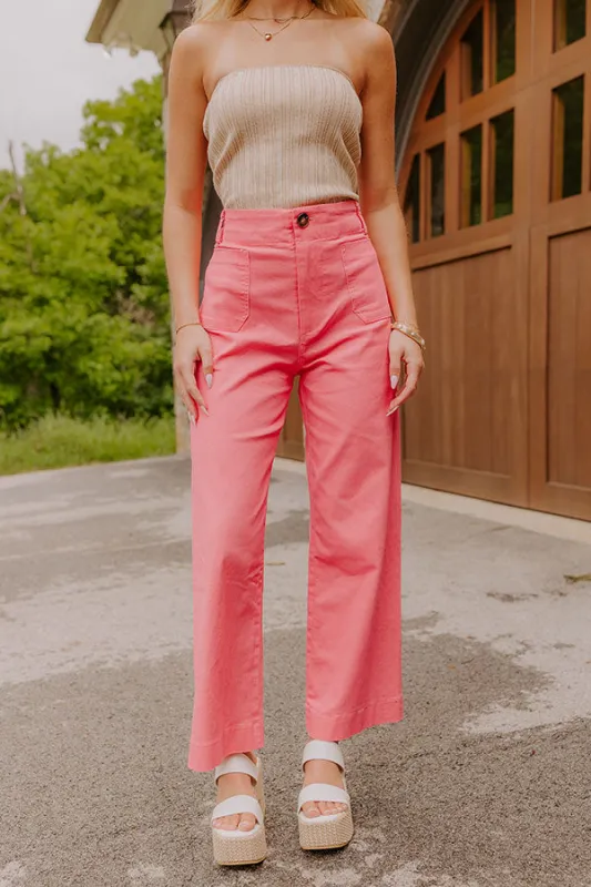 The Lainey High Waist Straight Leg Pants in Bubblegum Pink sold by Impressions