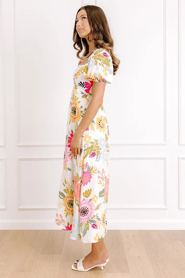 Joyful Blooms Linen-Blend Midi Dress in Pink sold by Impressions product image thumbnail 2