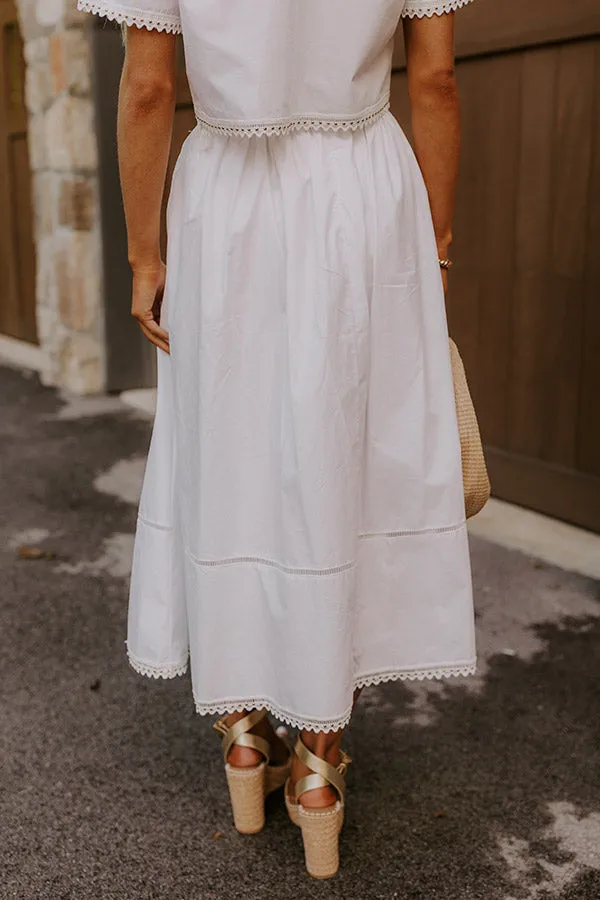 Courtyard Brunch High Waist Midi Skirt in White sold by Impressions product image thumbnail 5