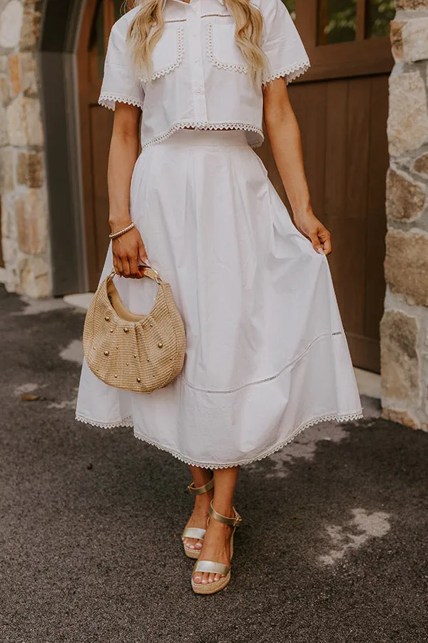 Courtyard Brunch High Waist Midi Skirt in White sold by Impressions product image thumbnail 2