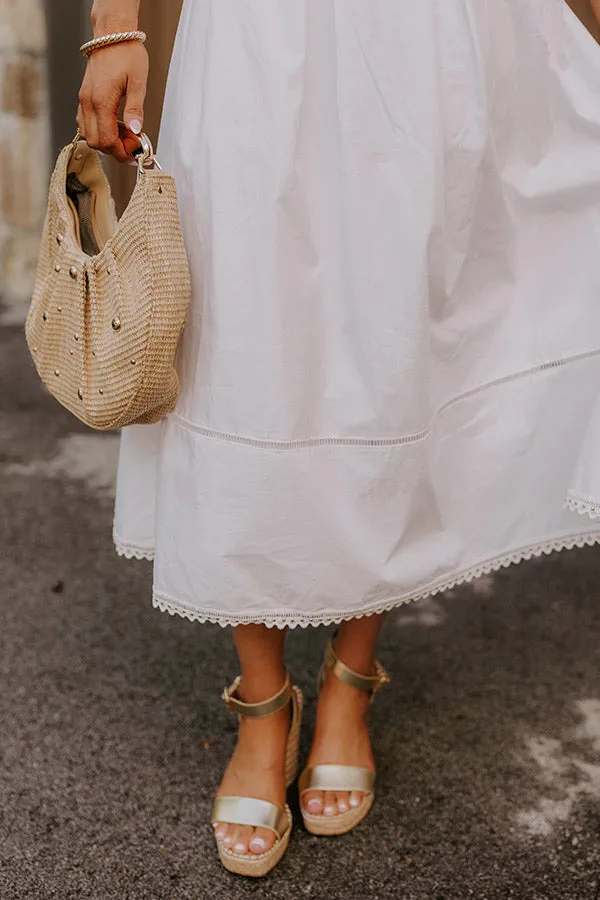 Courtyard Brunch High Waist Midi Skirt in White sold by Impressions product image thumbnail 3