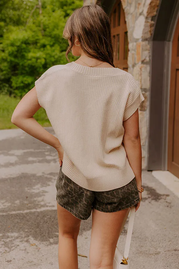 Chic Vibes Knit Vest Top in Light Beige sold by Impressions product image thumbnail 5