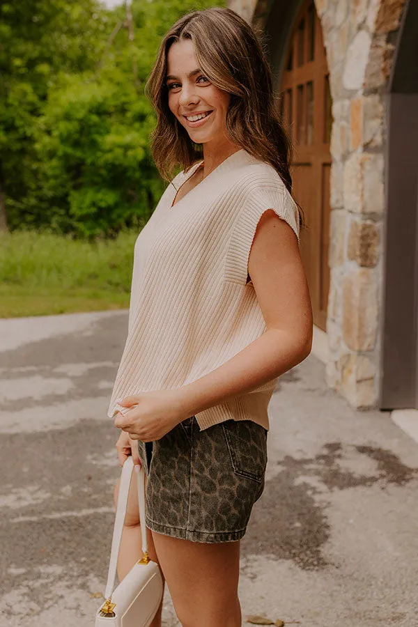 Chic Vibes Knit Vest Top in Light Beige sold by Impressions product image thumbnail 4