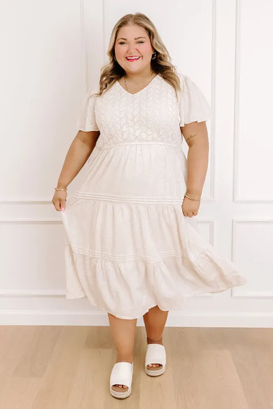 Beach Cottage Tiered Midi Dress Curves sold by Impressions