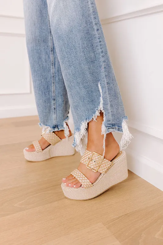 The Amaya Woven Platform Wedge in Natural sold by Impressions