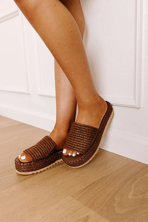Del Mar Raffia Woven Platform Sandal in Chocolate sold by Impressions