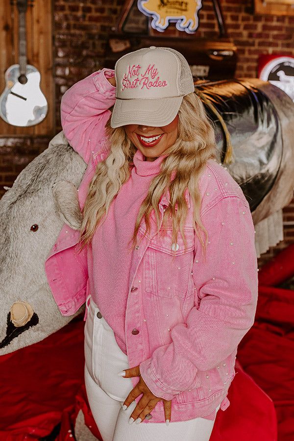 The Juni Embellished Denim Jacket In Pink Curves sold by Impressions product image thumbnail 5