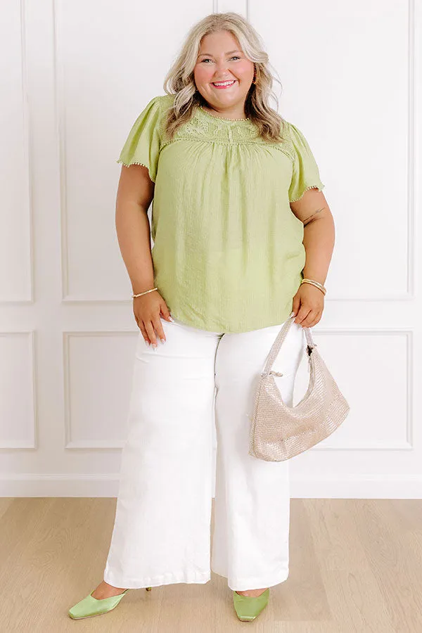 Easy Going Lace Top in Lime Punch Curves sold by Impressions product image thumbnail 2