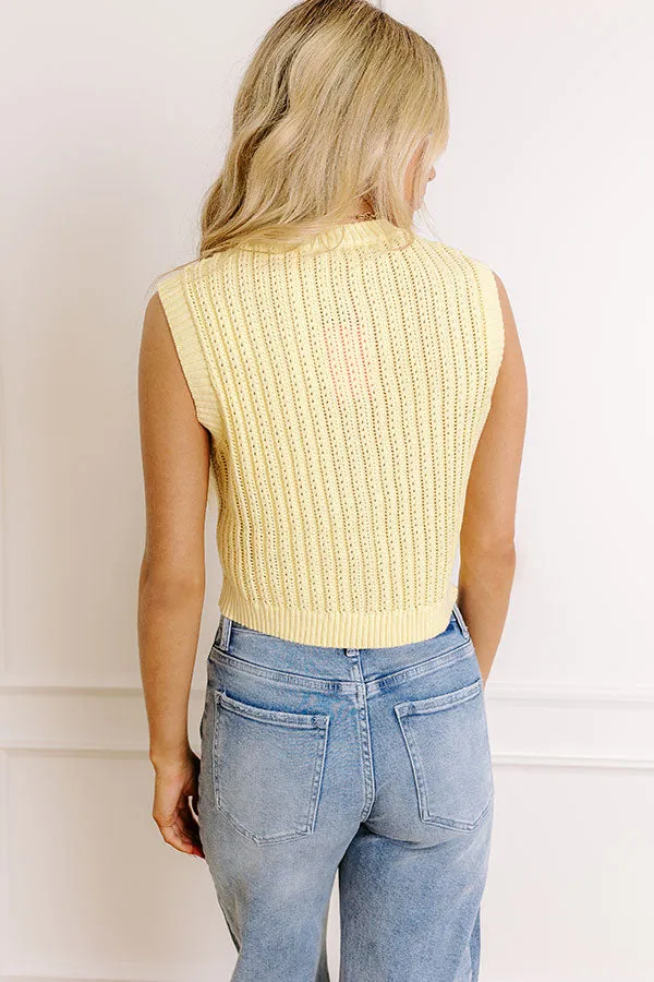 Vacay Breeze Knit Button Up Top In Yellow sold by Impressions product image thumbnail 4