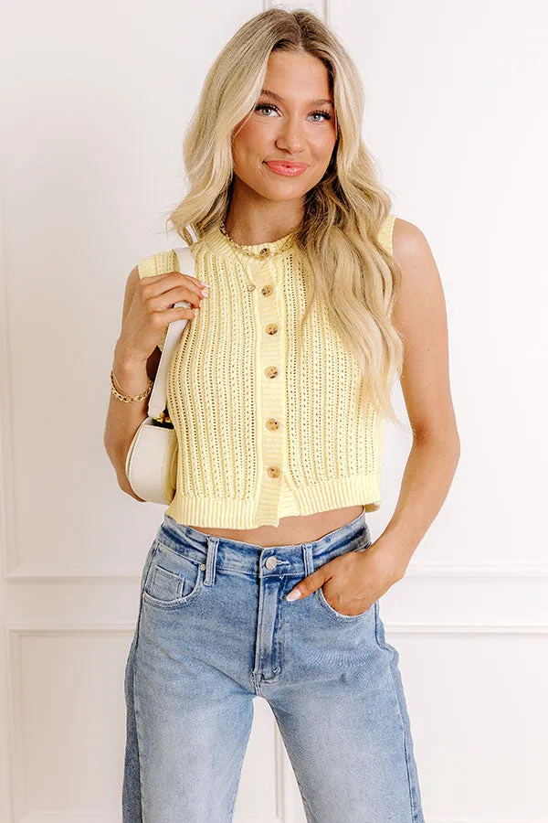 Vacay Breeze Knit Button Up Top In Yellow sold by Impressions product image thumbnail 2