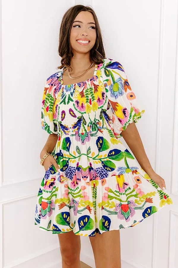 Party On Town Square Floral Smocked Mini Dress sold by Impressions