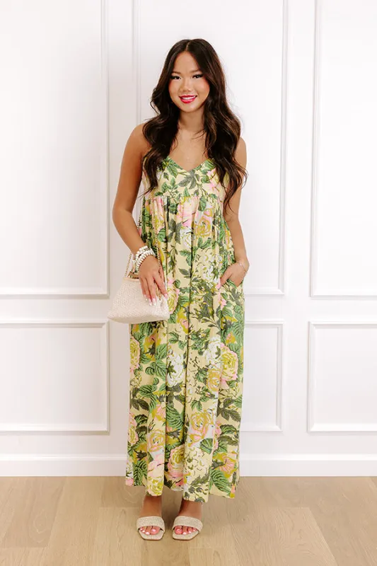 Golden Hour Chic Linen-Blend Midi Dress made by Olivaceous