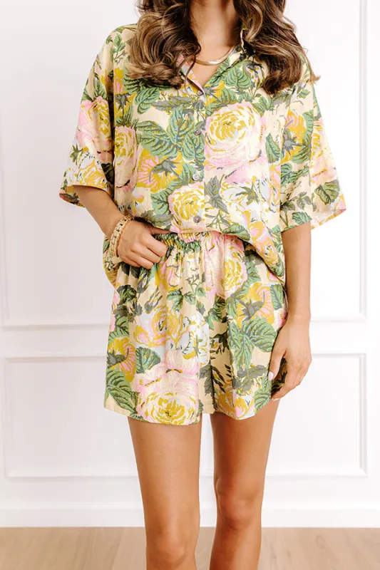 Golden Hour Garden High Waist Linen-Blend Shorts sold by Impressions