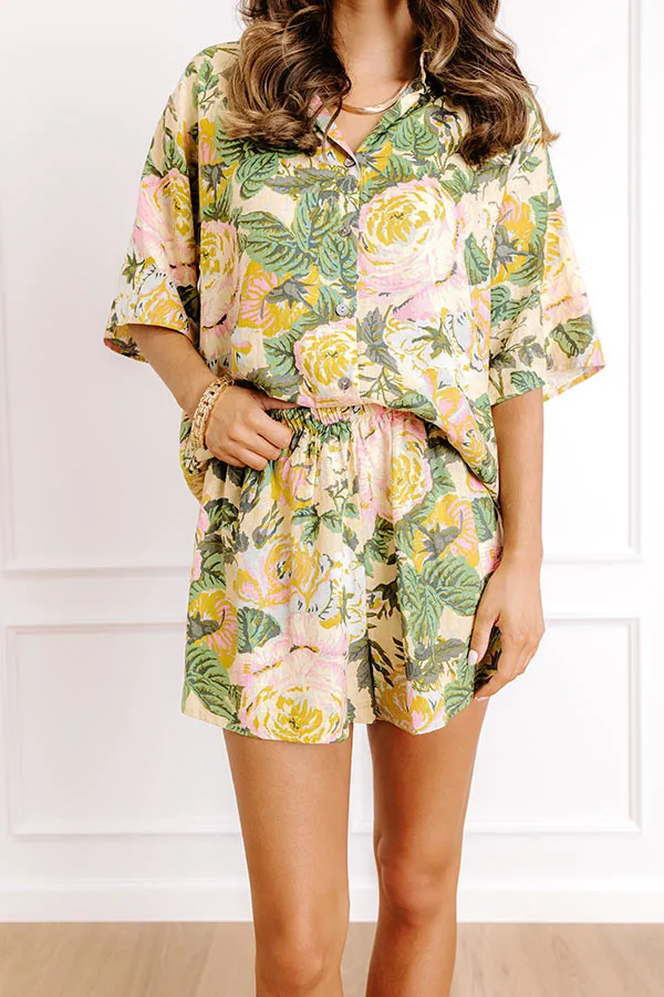Golden Hour Garden High Waist Linen-Blend Shorts sold by Impressions