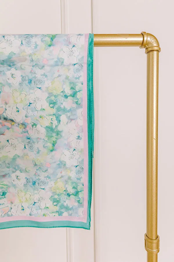 Fresh Blooms Satin Scarf in Green sold by Impressions