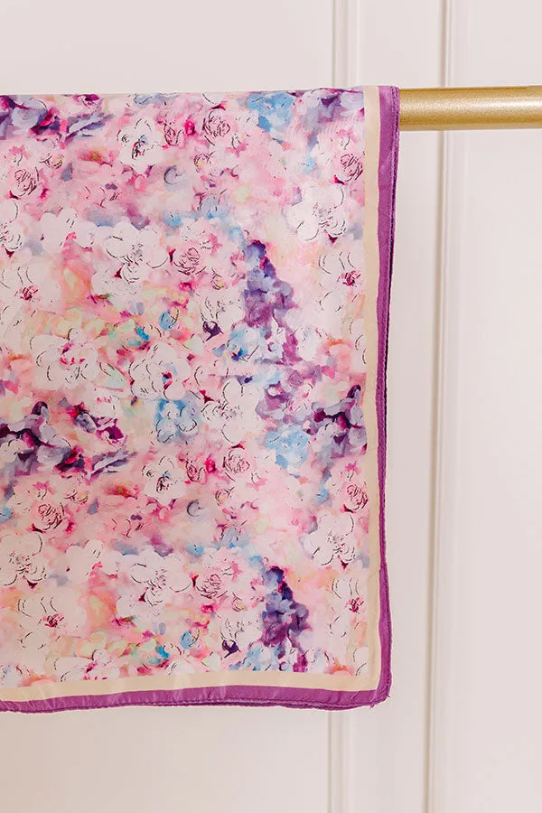 Fresh Blooms Satin Scarf in Lavender sold by Impressions