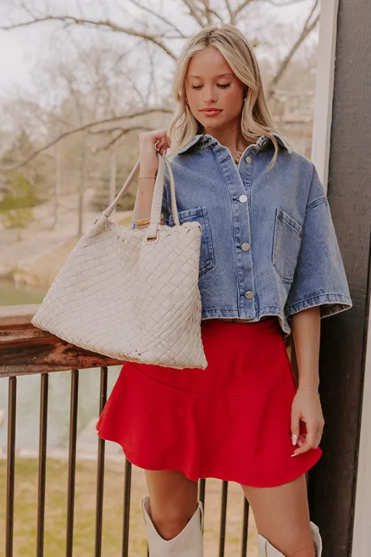 Natalie Faux Leather Woven Tote sold by Impressions