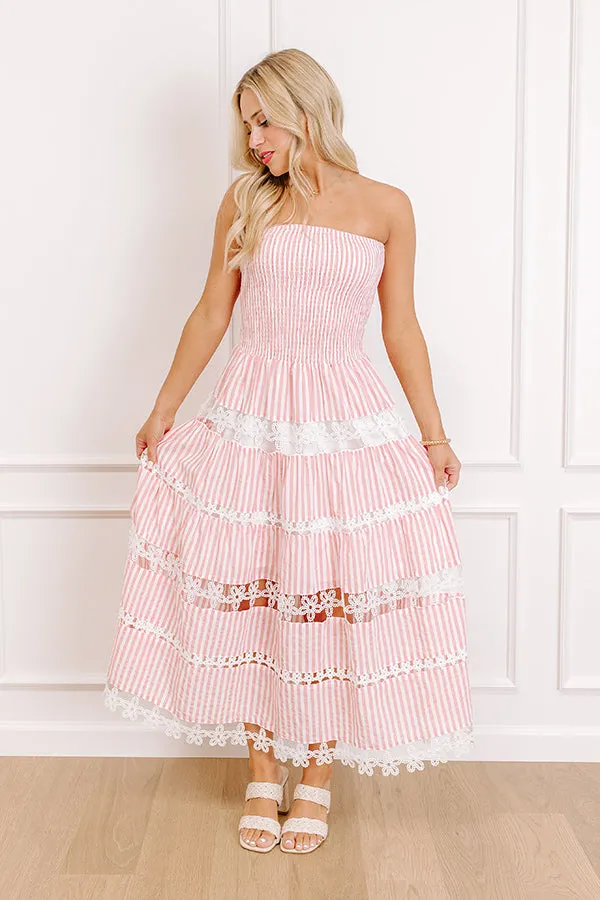 Seaside Sonata Stripe Midi Dress in Pink sold by Impressions