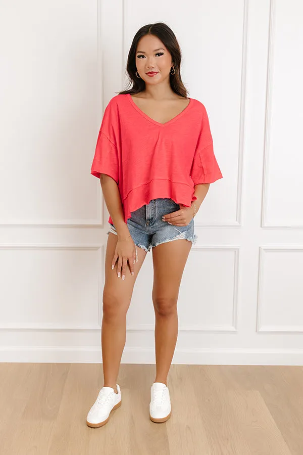 Simple Sway Oversized Crop Tee In Cherry Red sold by Impressions