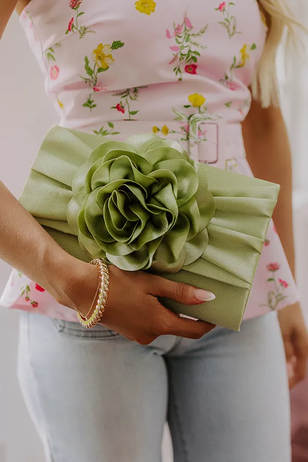 Cocktails First Satin Clutch in Sage sold by Impressions product image thumbnail 4