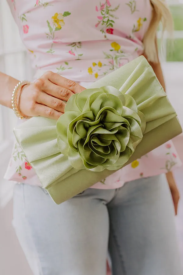 Cocktails First Satin Clutch in Sage sold by Impressions product image thumbnail 2