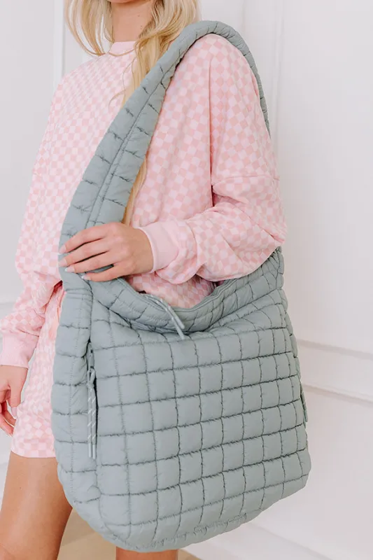Leda Quilted Puffer Tote in Sage sold by Impressions