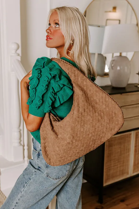 Victoria Faux Nubuck Woven Tote in Mocha sold by Impressions