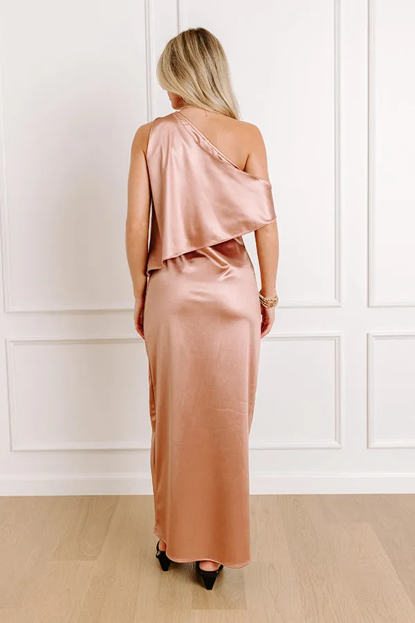 Glamour Girl Satin Midi Dress in Latte sold by Impressions product image thumbnail 5