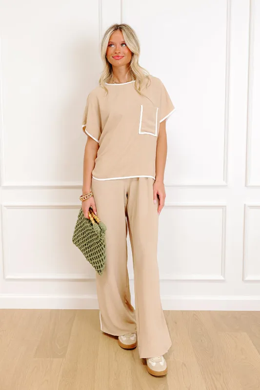 Upper East Ease High Waist Wide Leg Pants In Iced Latte sold by Impressions