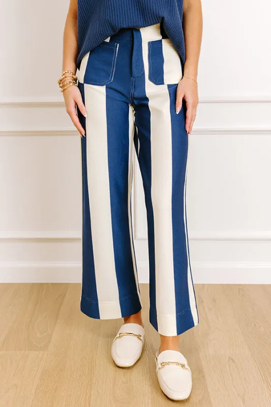 The Kendal High Waist Stripe Pants in Royal Blue sold by Impressions