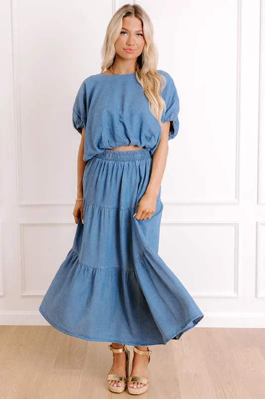 Small Town Cutie High Waist Chambray Maxi Skirt sold by Impressions