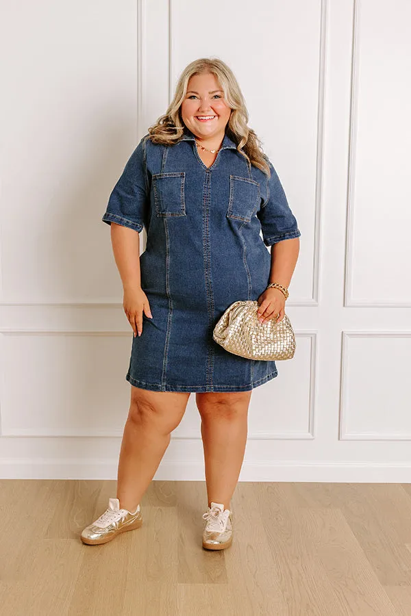 Darling Moment Denim Mini Dress Curves sold by Impressions