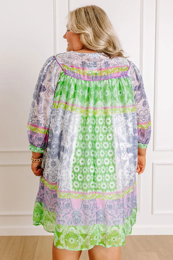 Boho Babe Color Block Floral Mini Dress in Navy Curves sold by Impressions product image thumbnail 4