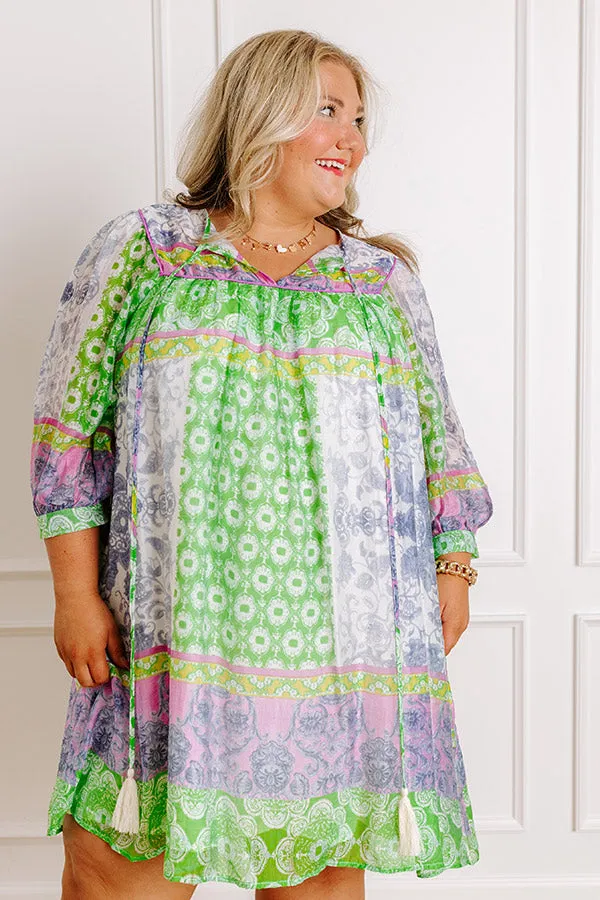 Boho Babe Color Block Floral Mini Dress in Navy Curves sold by Impressions product image thumbnail 2