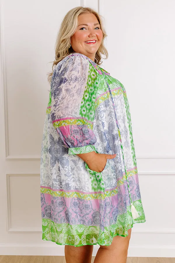 Boho Babe Color Block Floral Mini Dress in Navy Curves sold by Impressions product image thumbnail 3