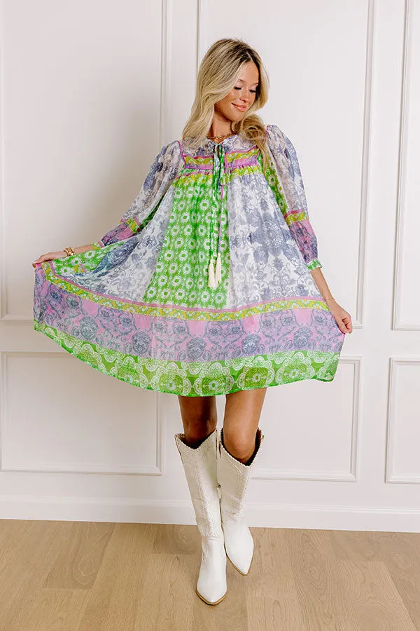 Boho Babe Color Block Floral Mini Dress in Navy sold by Impressions