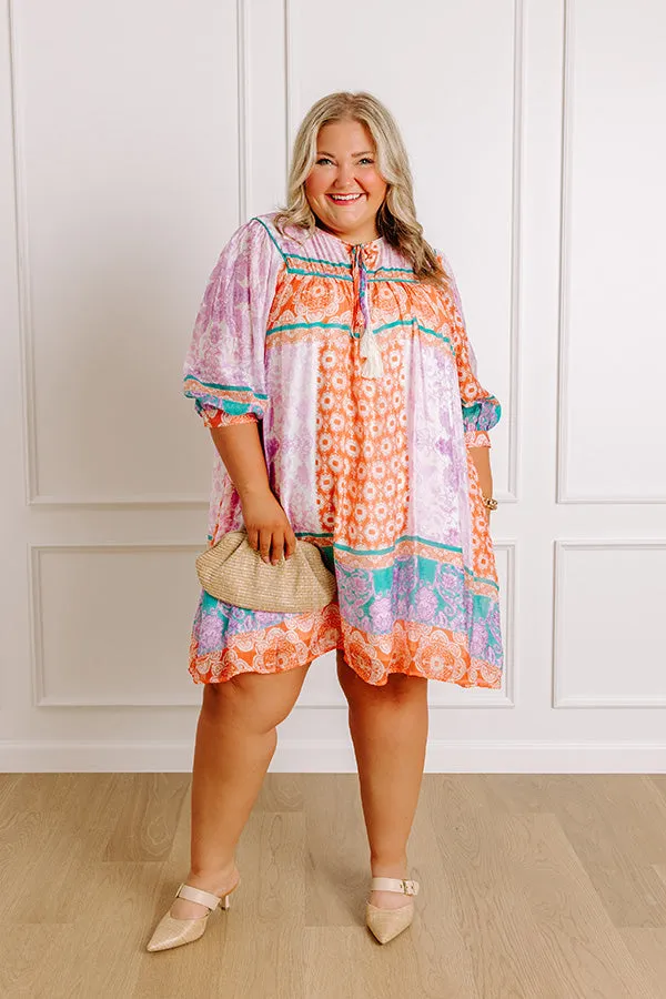 Boho Babe Color Block Floral Mini Dress in Violet Curves sold by Impressions product image thumbnail 4