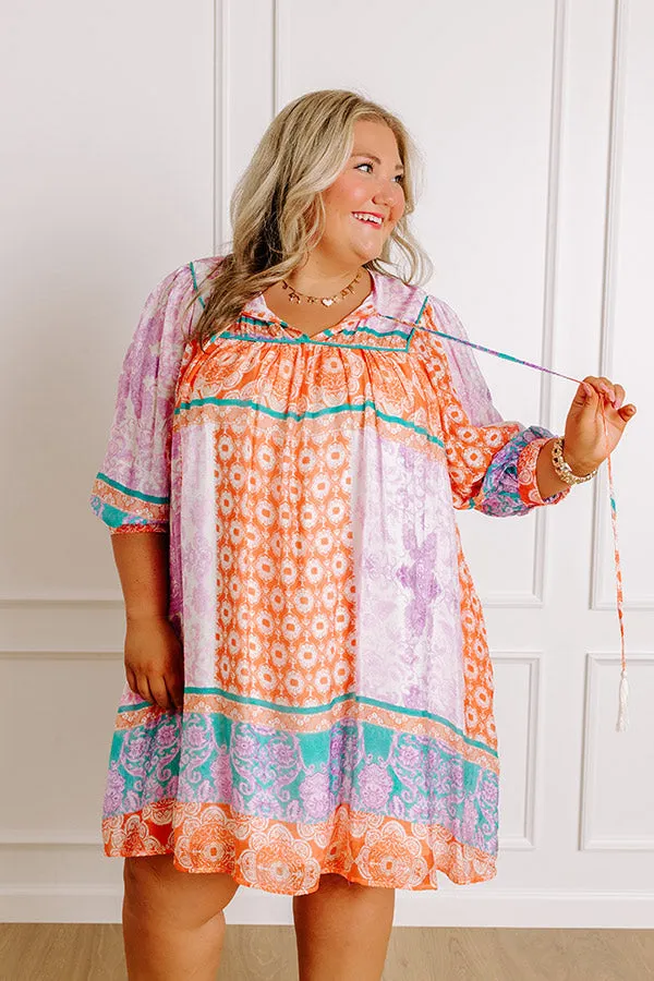 Boho Babe Color Block Floral Mini Dress in Violet Curves sold by Impressions