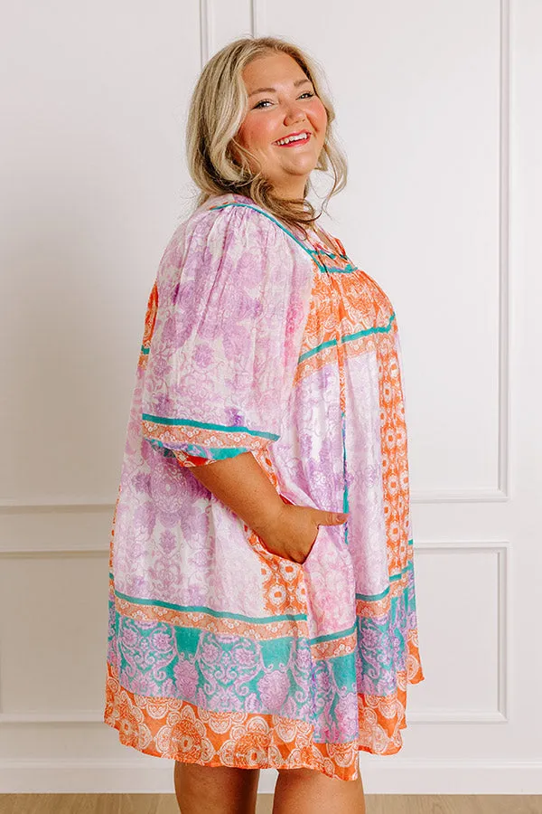 Boho Babe Color Block Floral Mini Dress in Violet Curves sold by Impressions product image thumbnail 5