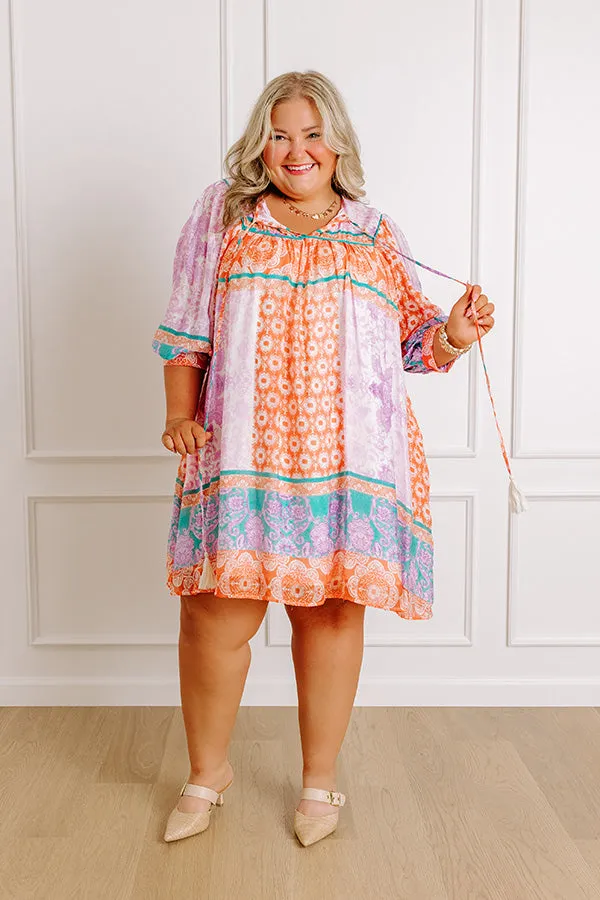 Boho Babe Color Block Floral Mini Dress in Violet Curves sold by Impressions product image thumbnail 2