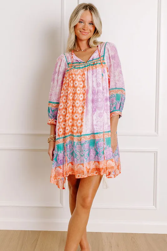 Boho Babe Color Block Floral Mini Dress in Violet sold by Impressions