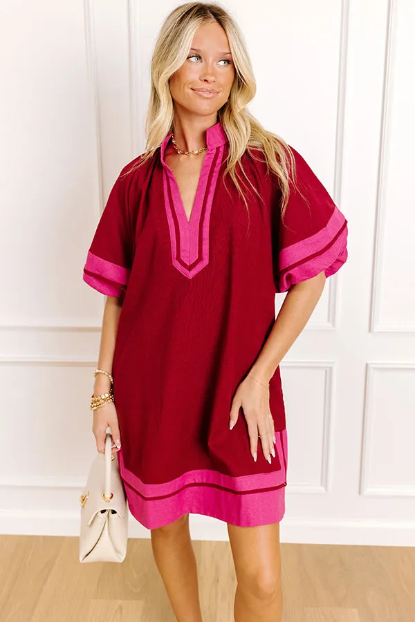 Boardwalk Babe Linen-Blend Mini Dress in Wine sold by Impressions product image thumbnail 3