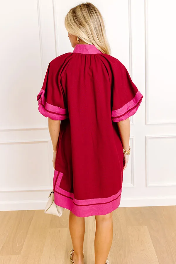 Boardwalk Babe Linen-Blend Mini Dress in Wine sold by Impressions product image thumbnail 5