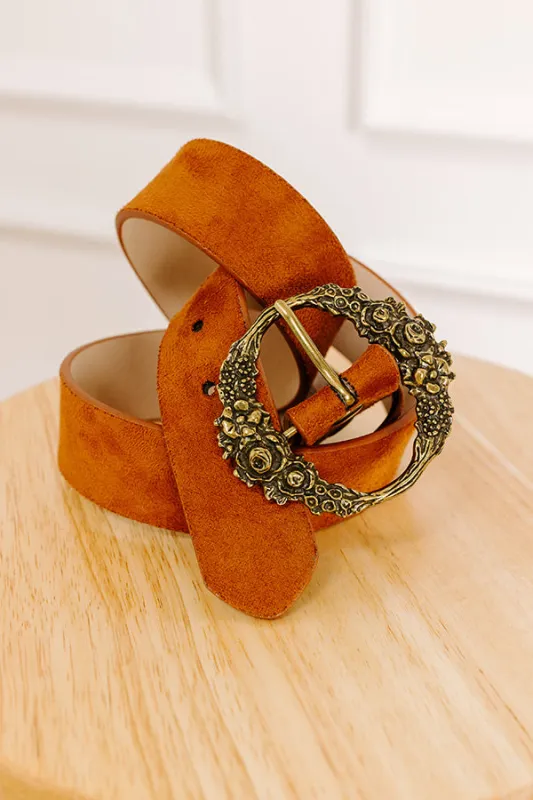 Chic Lifestyle Faux Suede Belt in Brown sold by Impressions