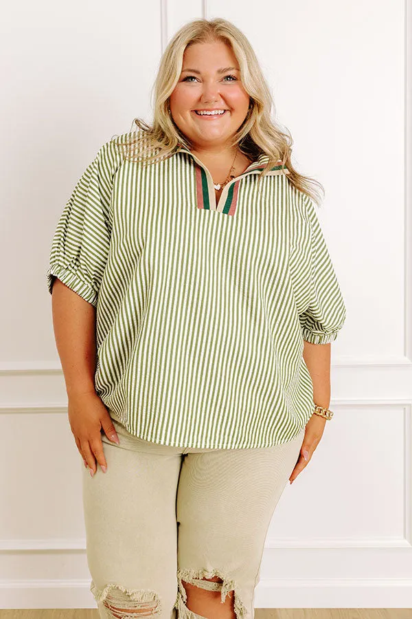 Country Club Gathering Stripe Top in Olive Curves sold by Impressions product image thumbnail 3