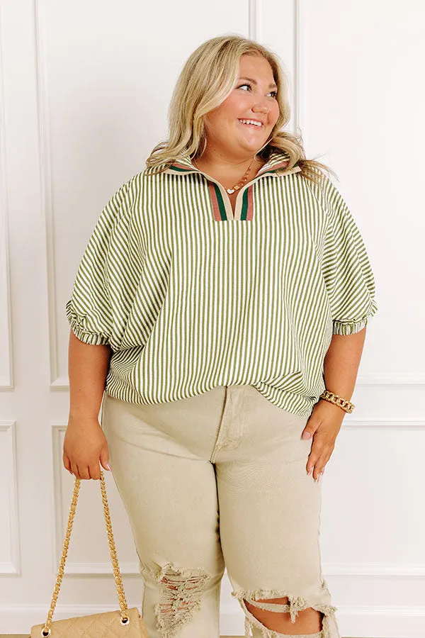 Country Club Gathering Stripe Top in Olive Curves sold by Impressions product image thumbnail 2